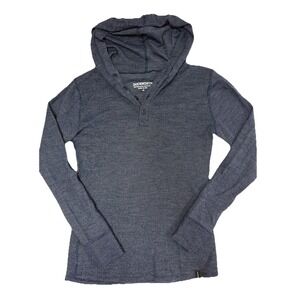 Duckworth Polaris Hoodie Women XL Blue Merino Wool Blend Waffle Knit Henley USA